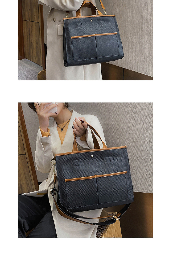 Fashion Coffee Color Large-capacity Stitching Contrast Color Shoulder Messenger Bag,Handbags