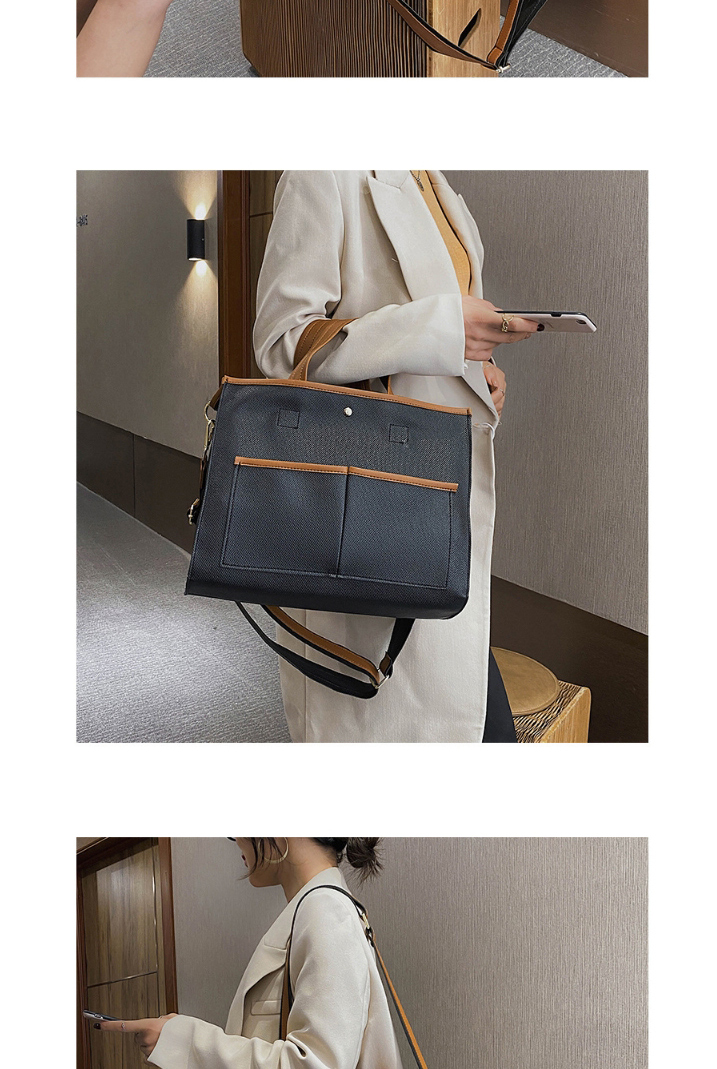 Fashion White Large-capacity Stitching Contrast Color Shoulder Messenger Bag,Handbags