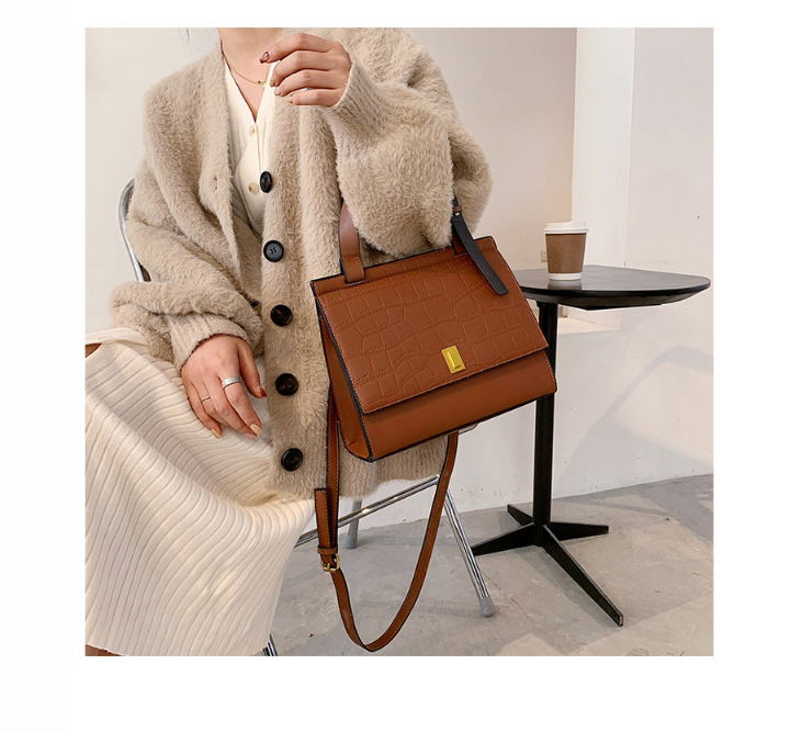 Fashion Dark Brown Large Capacity Stone Pattern One-shoulder Messenger Bag,Handbags