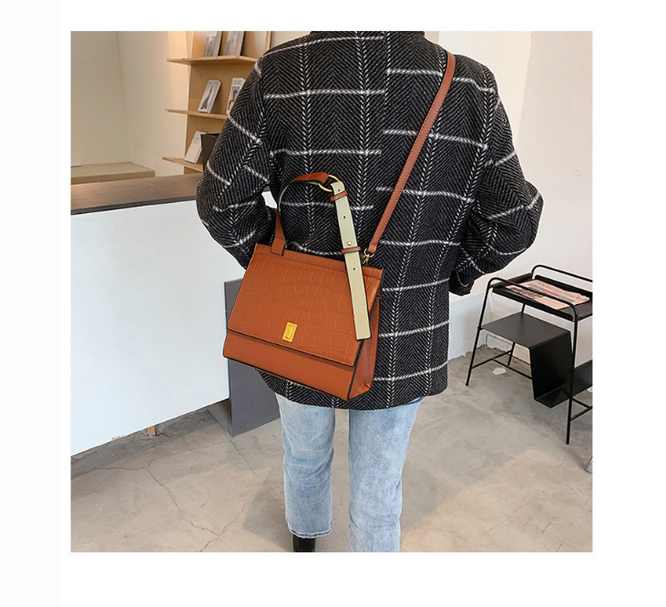 Fashion Dark Brown Large Capacity Stone Pattern One-shoulder Messenger Bag,Handbags