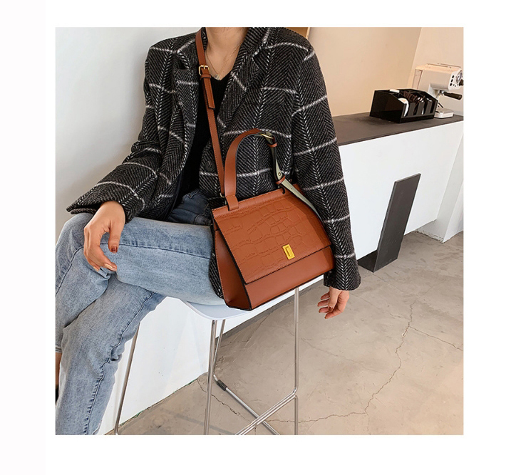 Fashion Black Large Capacity Stone Pattern One-shoulder Messenger Bag,Handbags