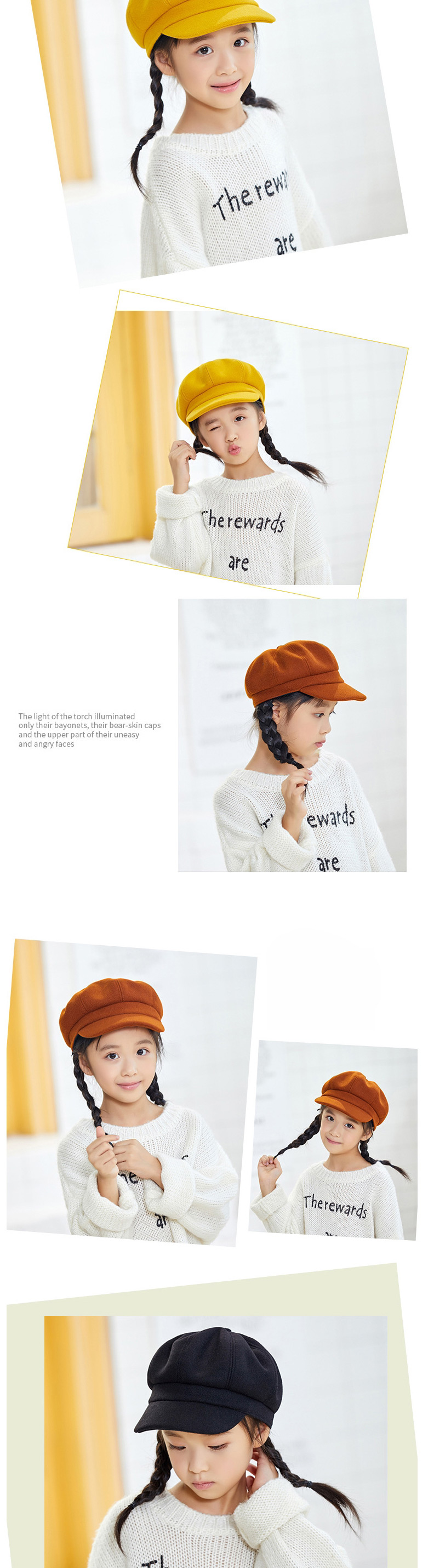 Fashion Adult Navy Woolen Solid Color Stitching Parent-child Octagonal Beret,Knitting Wool Hats