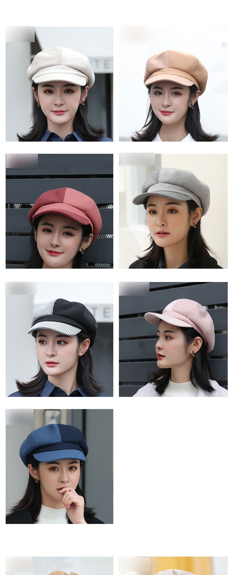 Fashion Adult Skin Red Colorblock Plaid Woolen Parent-child Octagonal Hat,Knitting Wool Hats