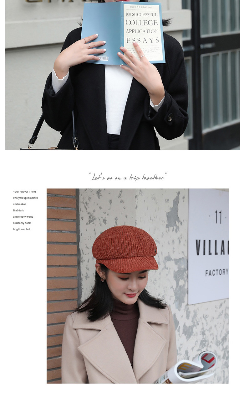 Fashion Khaki Woolen Knitted Button Octagonal Beret,Knitting Wool Hats