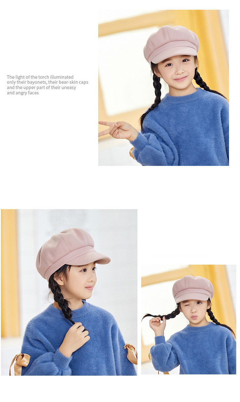 Fashion Orange Solid Color Stitching Children S Octagonal Beret,Knitting Wool Hats