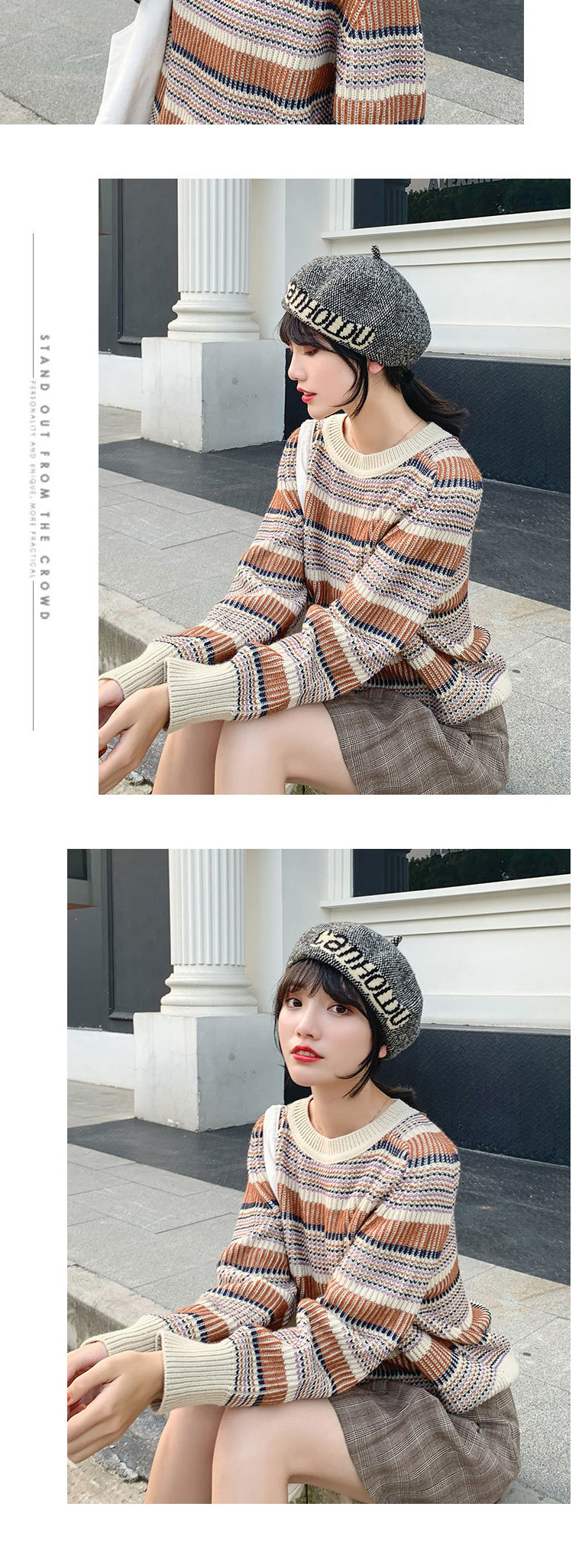 Fashion Gray Letter Wool Contrast Beret,Knitting Wool Hats