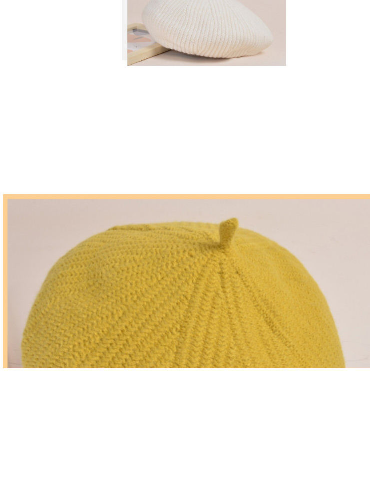 Fashion Turmeric Knitted Wool Solid Color Octagonal Beret,Knitting Wool Hats