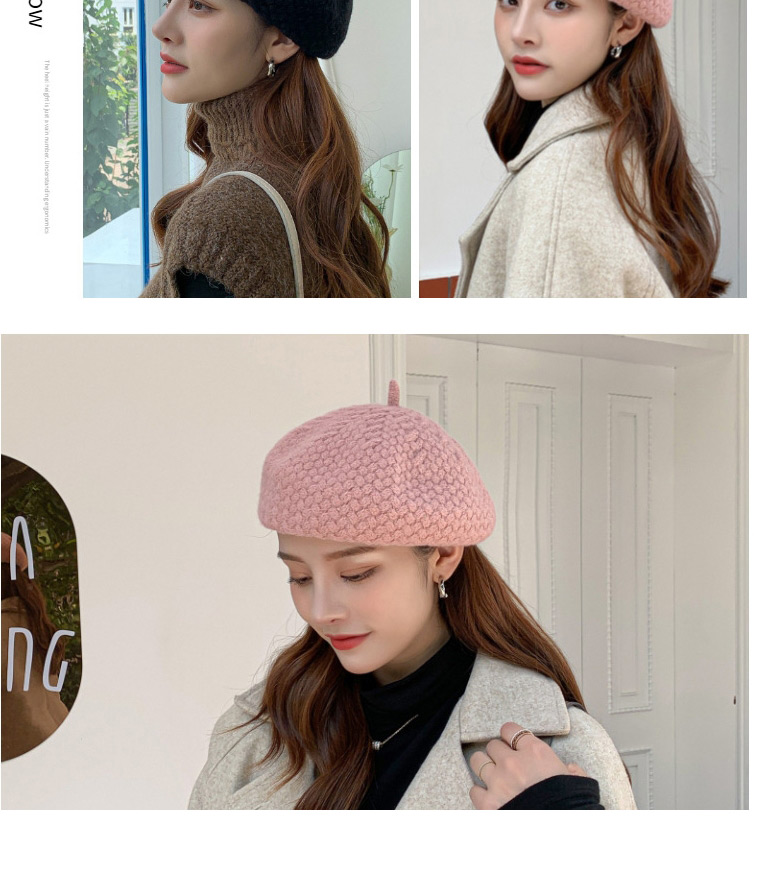 Fashion Brick Red Wool Knitted Solid Color Beret,Knitting Wool Hats