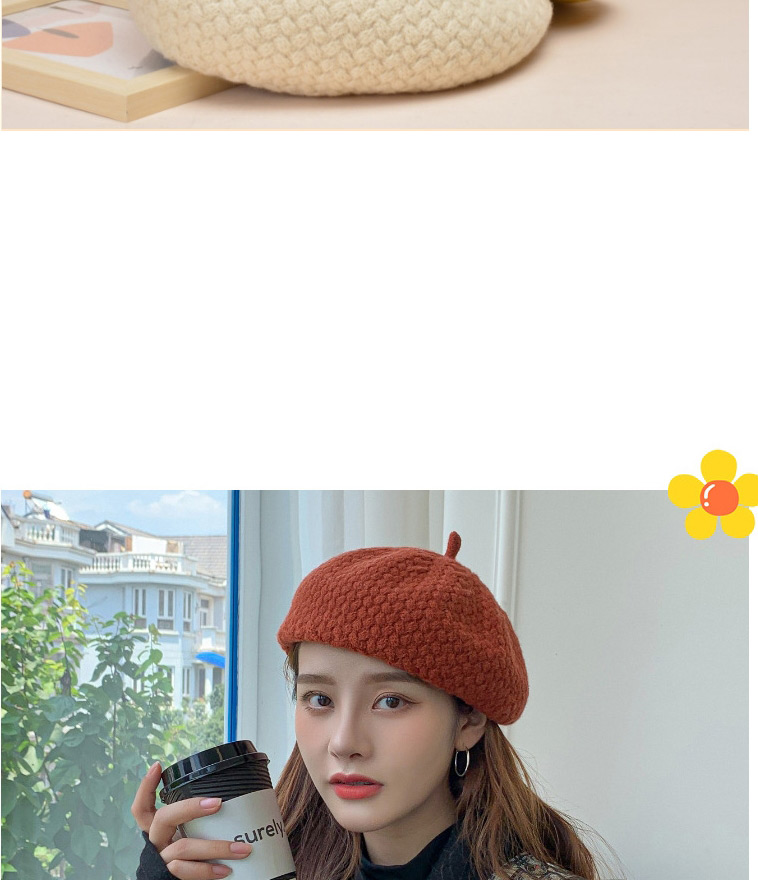 Fashion Beige Wool Knitted Solid Color Beret,Knitting Wool Hats