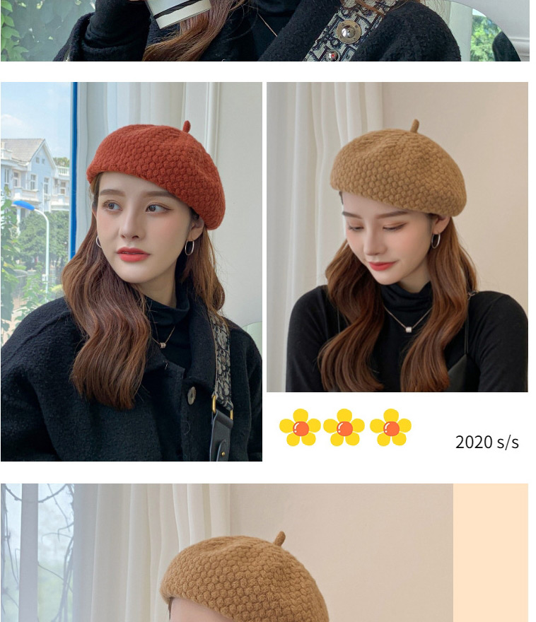 Fashion Pink Wool Knitted Solid Color Beret,Knitting Wool Hats