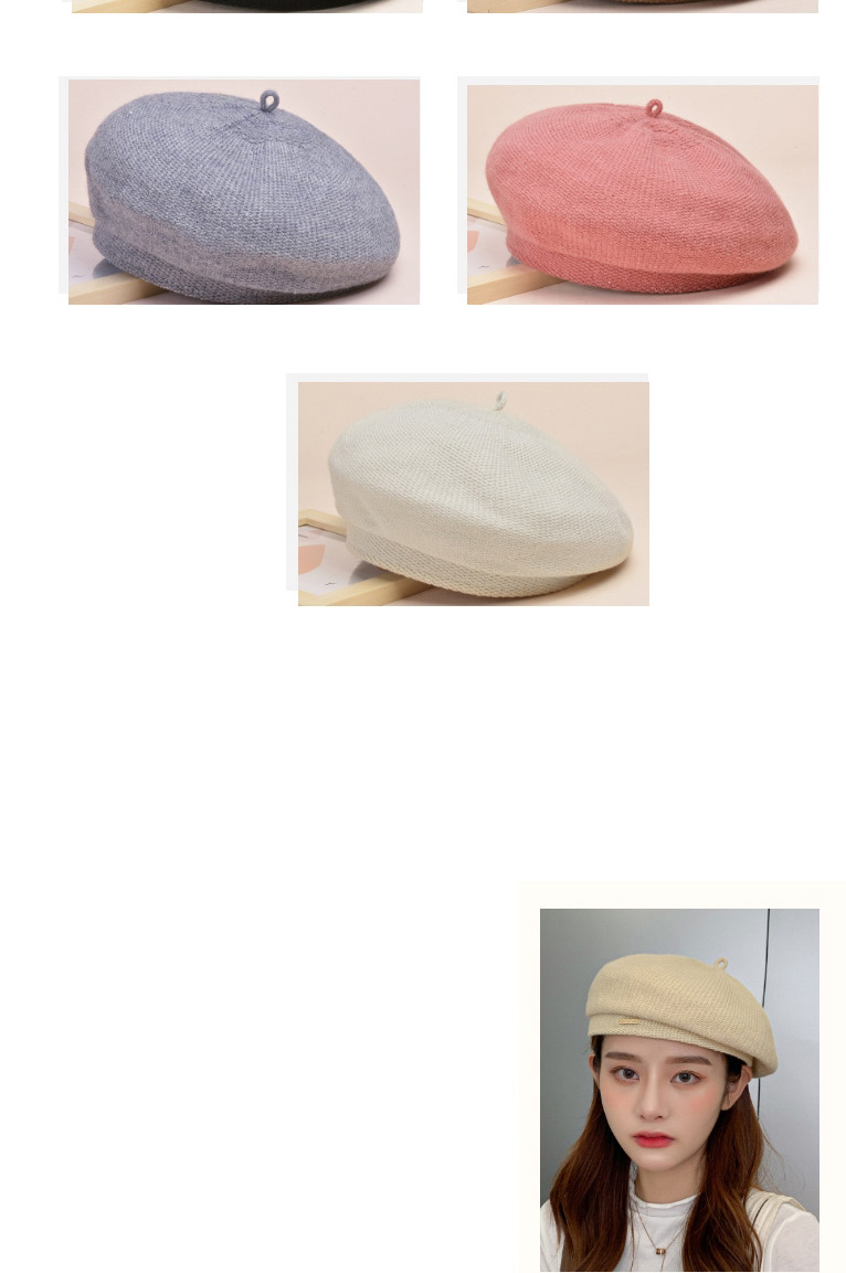 Fashion Beige Knitted Solid Color Metallic Beret,Knitting Wool Hats