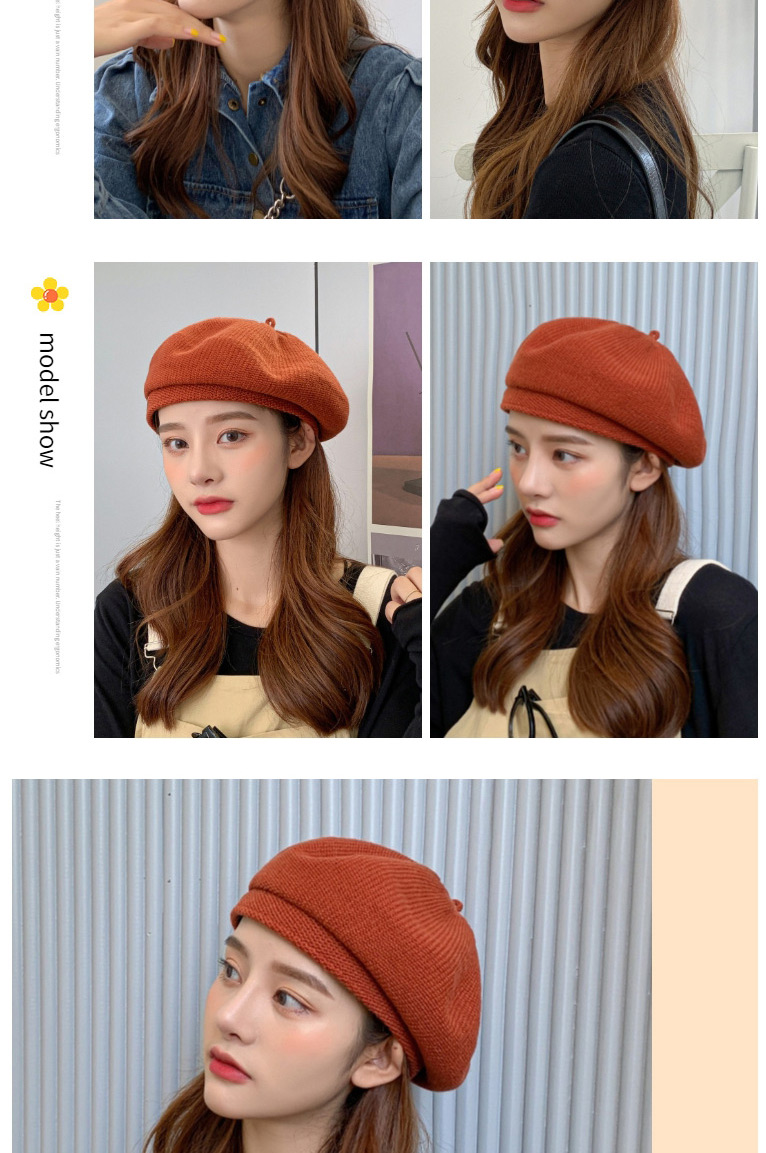 Fashion Caramel Knitted Solid Color Metallic Beret,Knitting Wool Hats