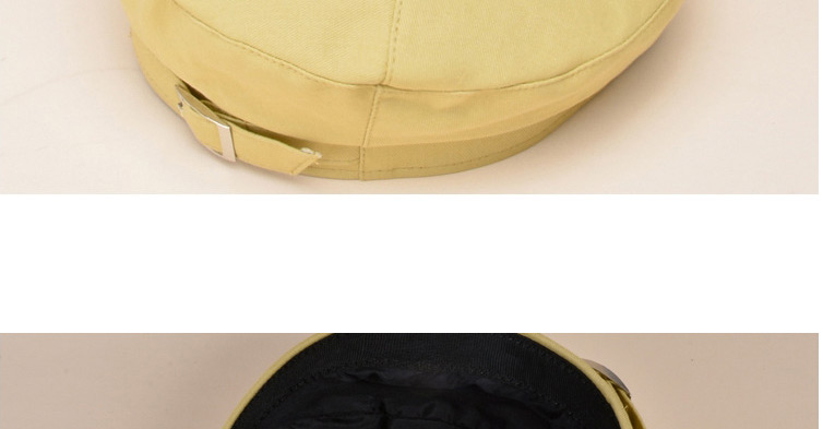 Fashion Lemon Yellow Solid Color Belt Buckle Stitching Beret,Sun Hats