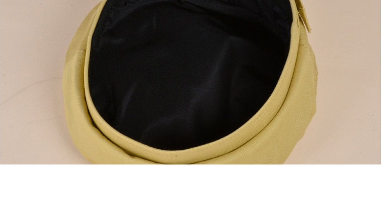 Fashion Black Solid Color Belt Buckle Stitching Beret,Sun Hats
