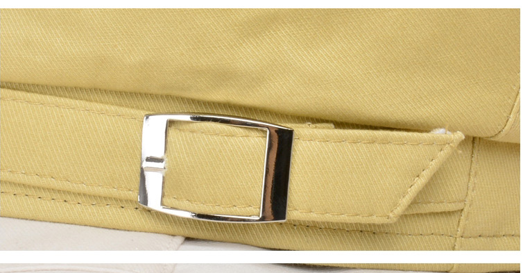Fashion Lemon Yellow Solid Color Belt Buckle Stitching Beret,Sun Hats
