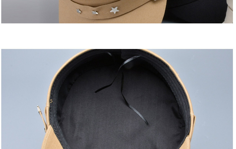 Fashion Khaki Metal Five-pointed Star Solid Color Stitching Navy Hat,Sun Hats