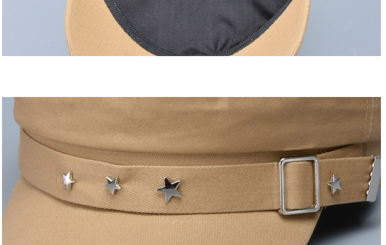 Fashion White Metal Five-pointed Star Solid Color Stitching Navy Hat,Sun Hats