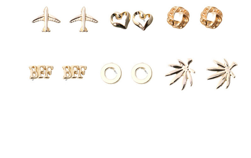 Fashion Gold Color Maple Airplane Letter Pearl Earring Set,Jewelry Sets