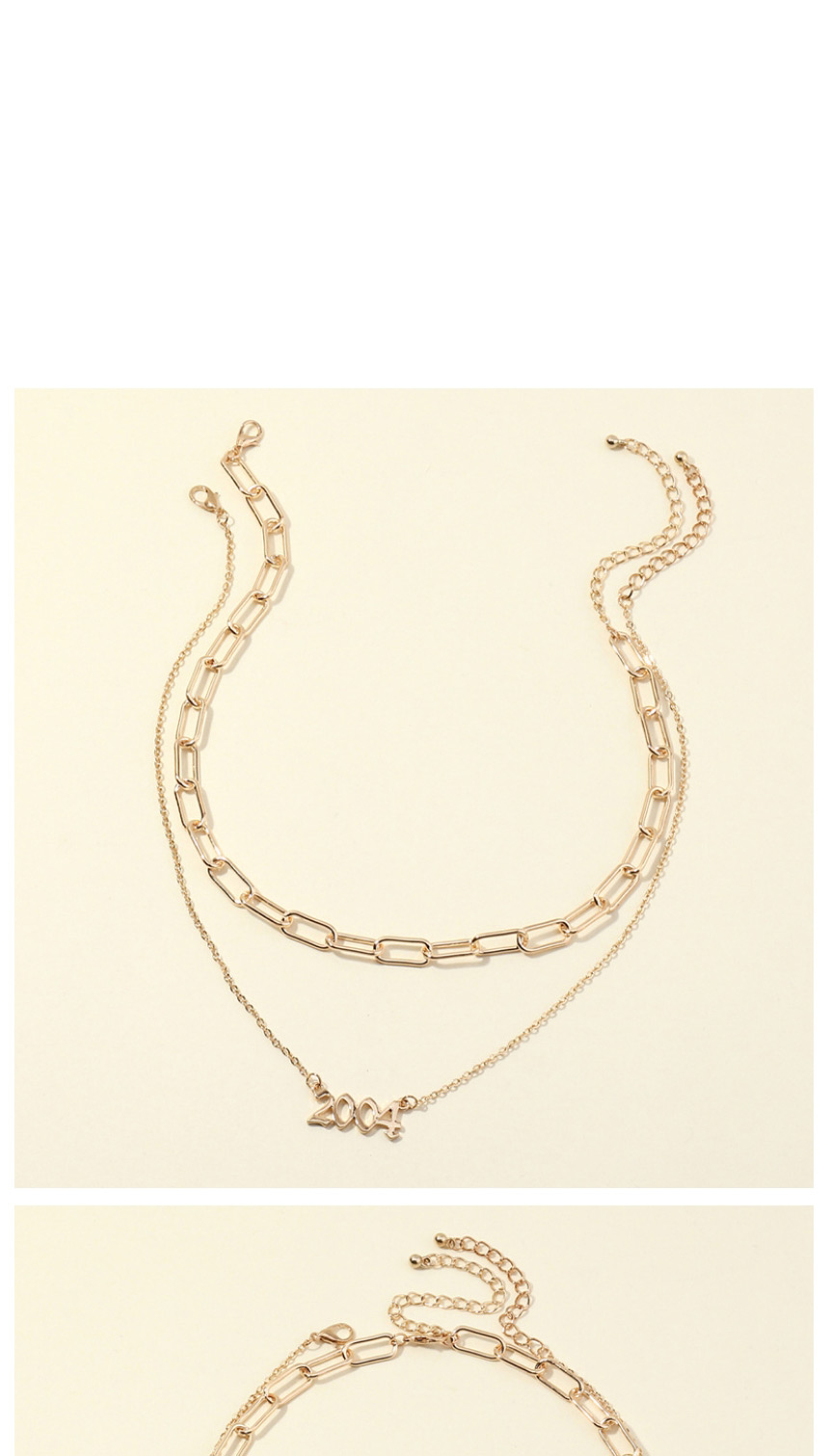 Fashion 2005 Gold Color Year Number Pendant Double Necklace,Chains