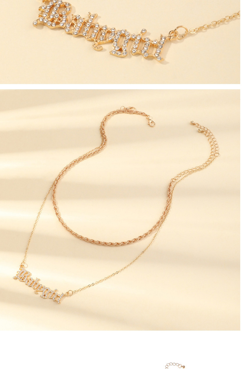 Fashion Gold Color Double Letter Alloy Multilayer Necklace,Pendants