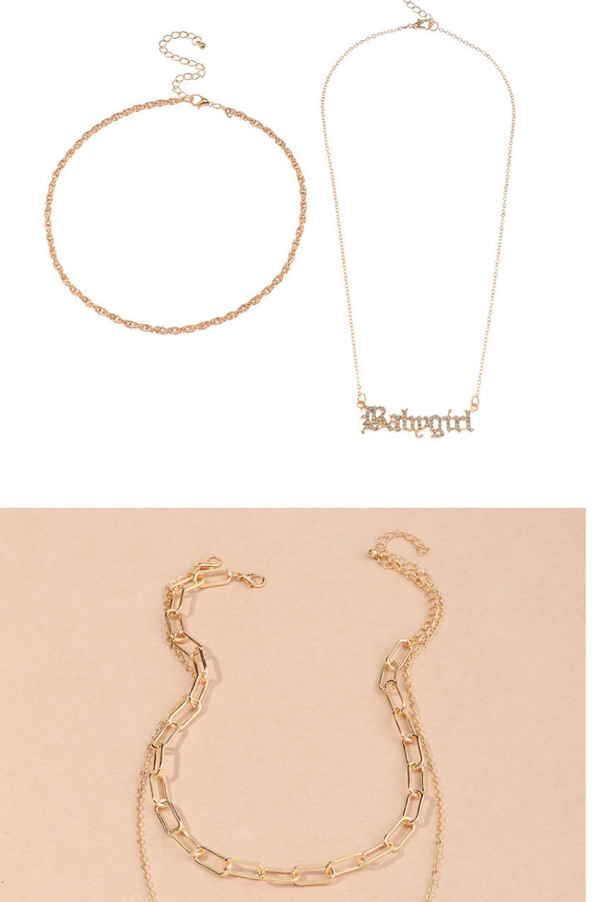 Fashion Gold Color Double Letter Alloy Multilayer Necklace,Pendants