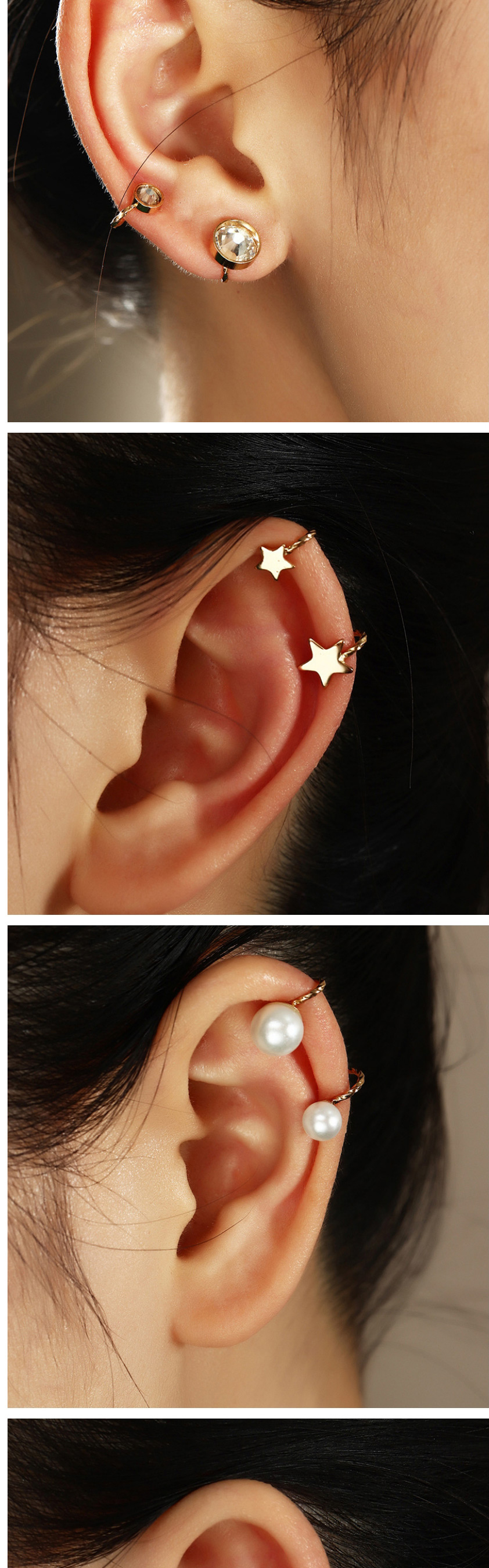 Fashion Arrow Metal Diamond Geometric Shape Non-pierced Ear Bone Clip,Clip & Cuff Earrings