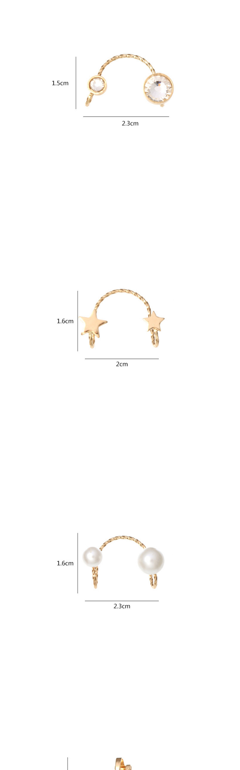 Fashion Arrow Metal Diamond Geometric Shape Non-pierced Ear Bone Clip,Clip & Cuff Earrings