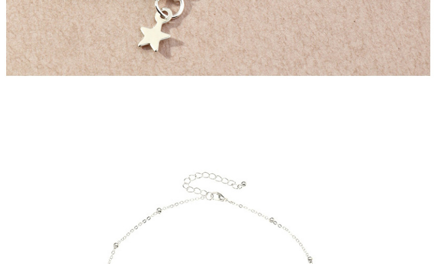 Fashion Silver Color Pentagram Pendant Round Bead Chain Necklace,Pendants