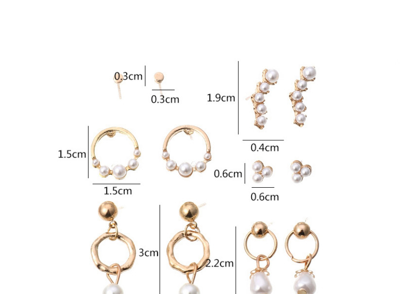 Fashion Gold Color Pearl Geometric Alloy Earrings Set,Jewelry Sets