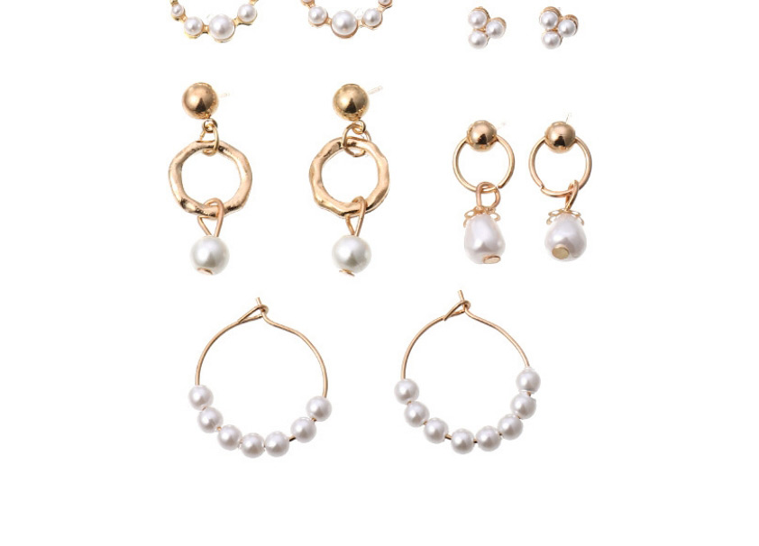 Fashion Gold Color Pearl Geometric Alloy Earrings Set,Jewelry Sets