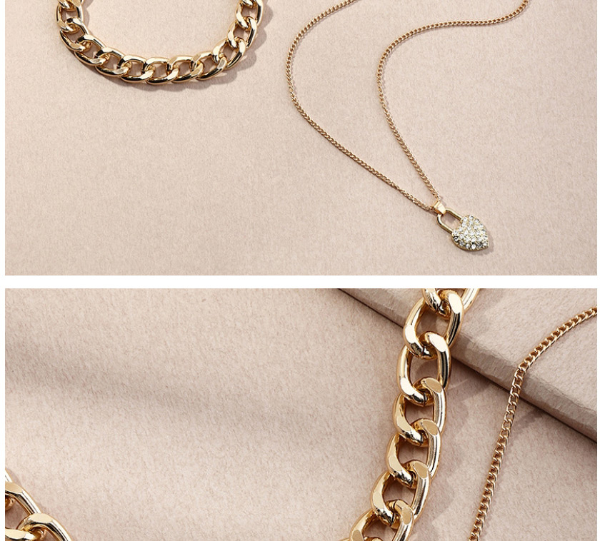 Fashion Gold Color Full Diamond Love Alloy Multilayer Necklace,Chains