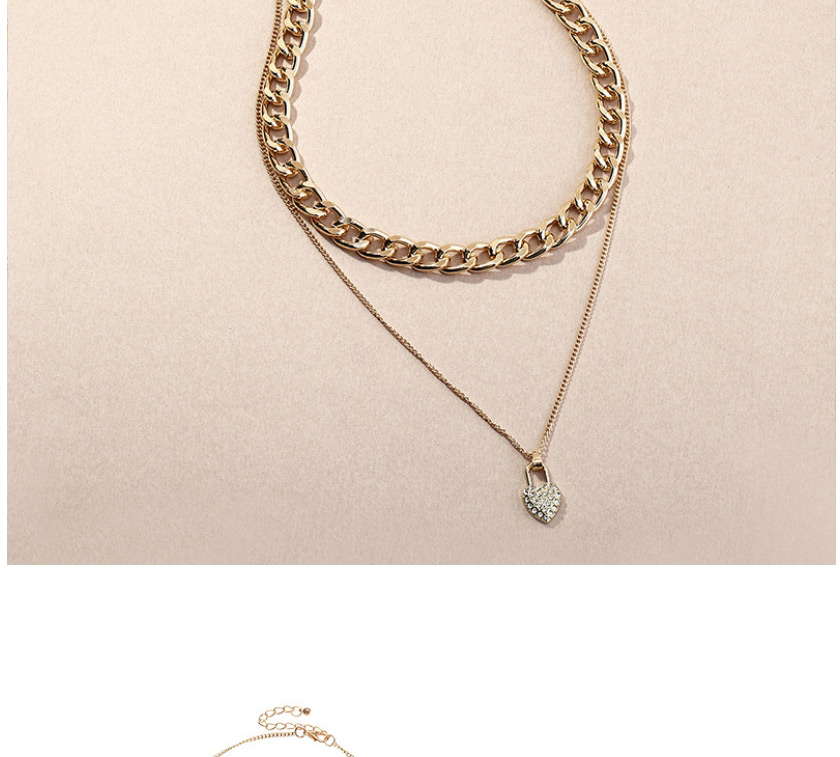 Fashion Gold Color Full Diamond Love Alloy Multilayer Necklace,Chains
