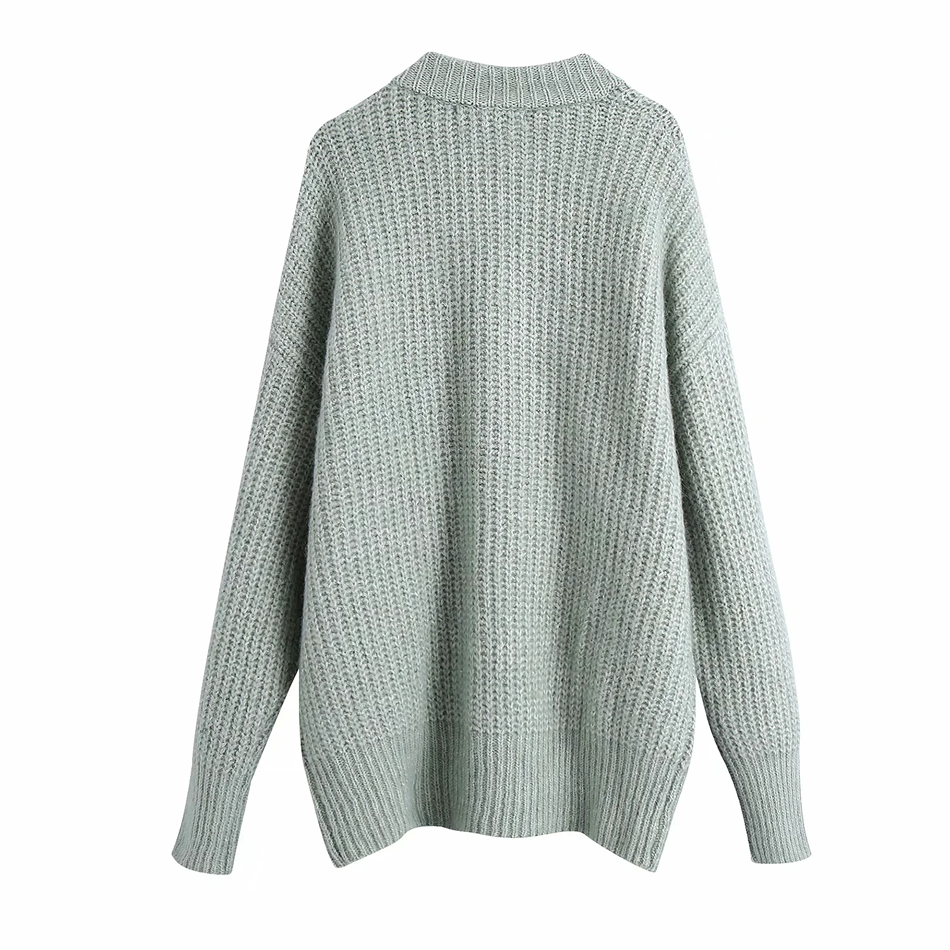 Fashion Green Large Pocket Stitching Single-breasted Knitted Jacket,Sweater