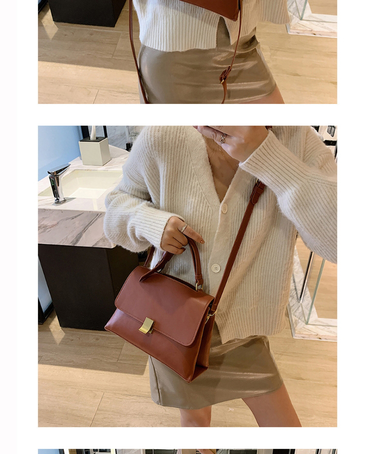 Fashion Brown Solid Color Crossbody Shoulder Bag With Lock Flap,Handbags