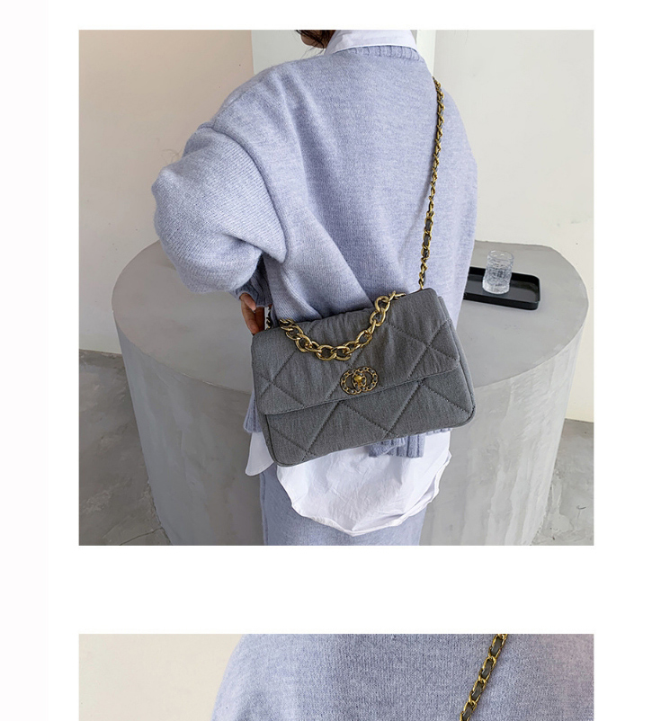 Fashion Blue Chain Lock Diamond Shoulder Messenger Bag,Handbags