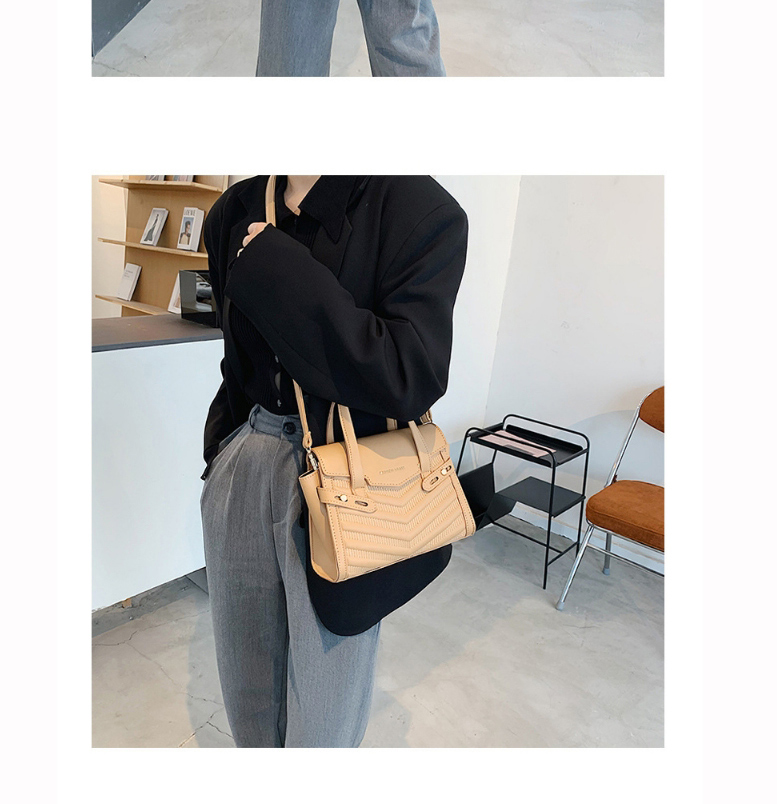 Fashion Khaki Belt Rhombus Gilded Letters One-shoulder Messenger Bag,Handbags