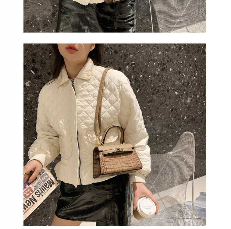 Fashion Black Stone Pattern Lock Diagonal Shoulder Bag,Handbags