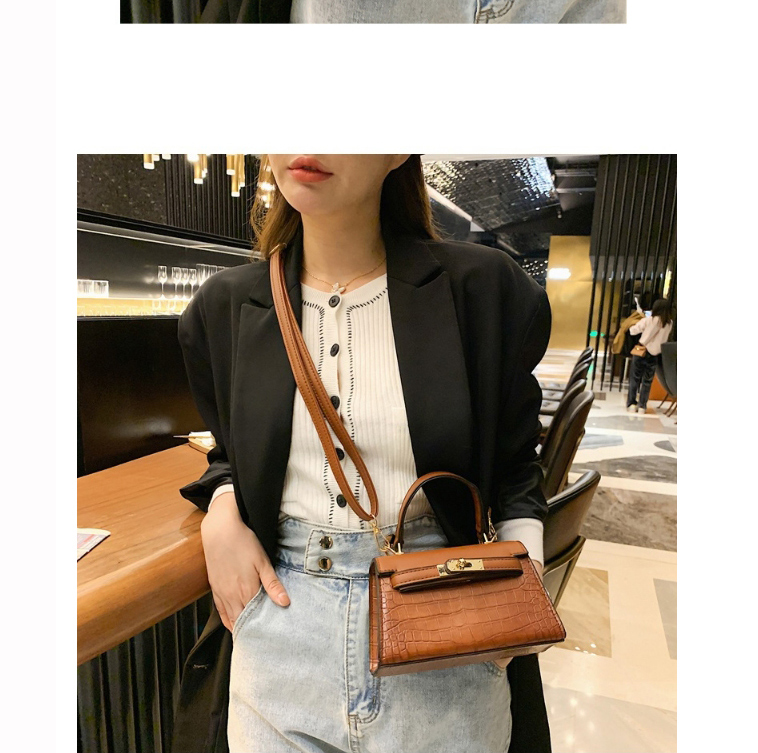 Fashion Brown Stone Pattern Lock Diagonal Shoulder Bag,Handbags