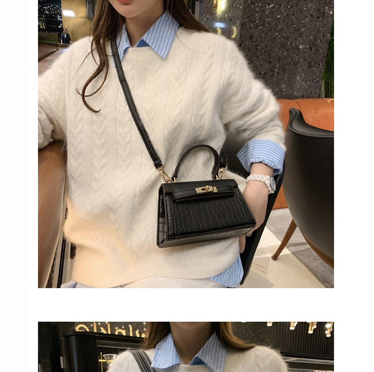 Fashion Brown Stone Pattern Lock Diagonal Shoulder Bag,Handbags