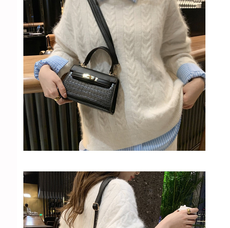 Fashion Khaki Stone Pattern Lock Diagonal Shoulder Bag,Handbags