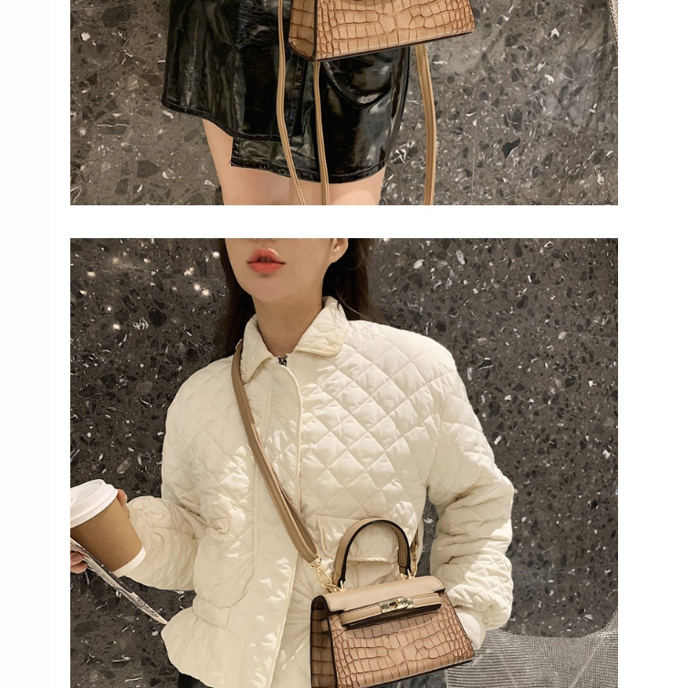 Fashion Black Stone Pattern Lock Diagonal Shoulder Bag,Handbags