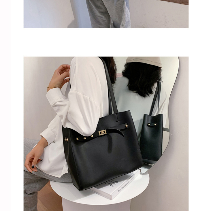 Fashion Khaki Large-capacity Belt Buckle Solid Color Mother-and-child Shoulder Bag,Handbags