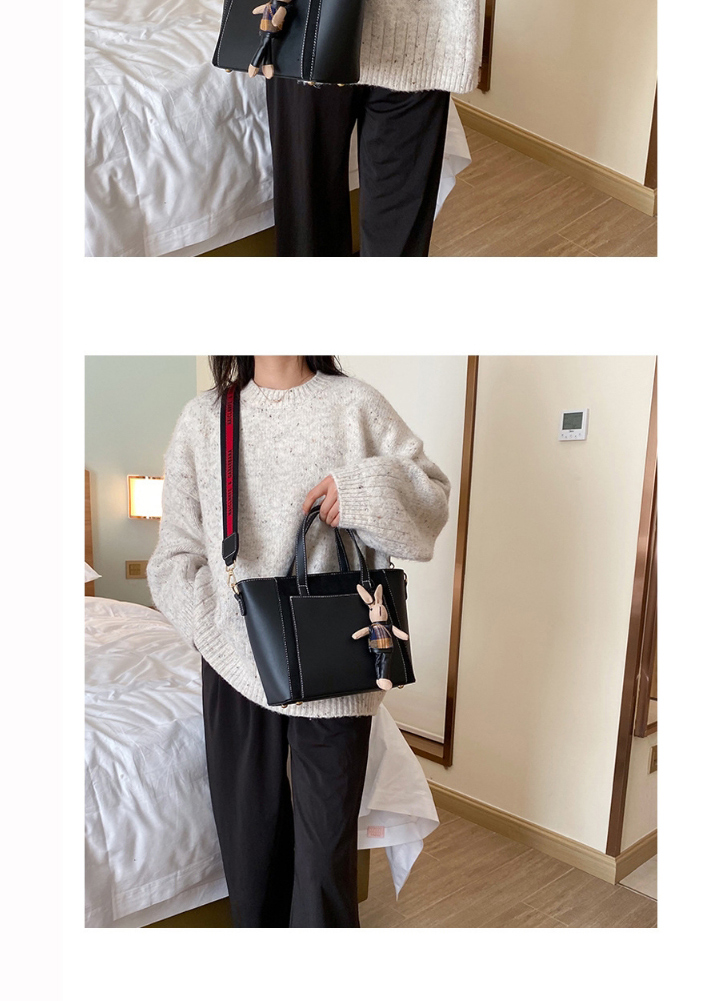 Fashion Red Wine Contrast Stitching Large Capacity Shoulder Bag,Handbags