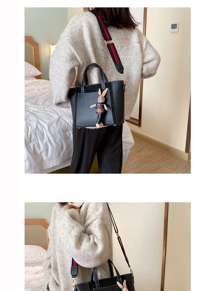 Fashion Yellowish Brown Contrast Stitching Large Capacity Shoulder Bag,Handbags