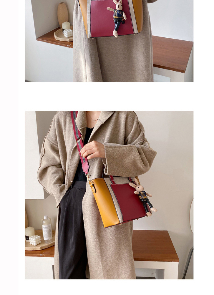 Fashion Black Contrast Stitching Large Capacity Shoulder Bag,Handbags
