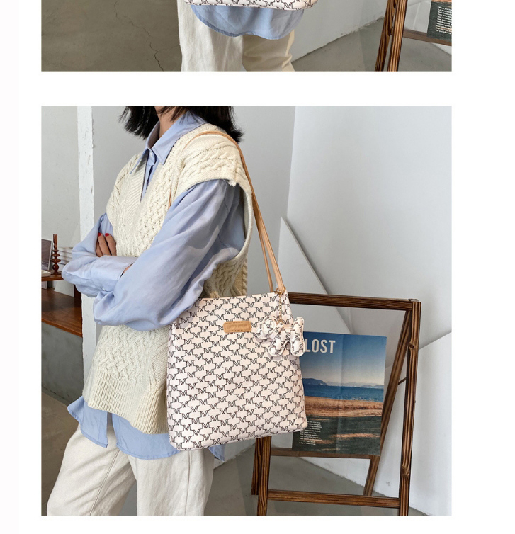 Fashion White Large-capacity Letter-printed Single Shoulder Bag,Handbags