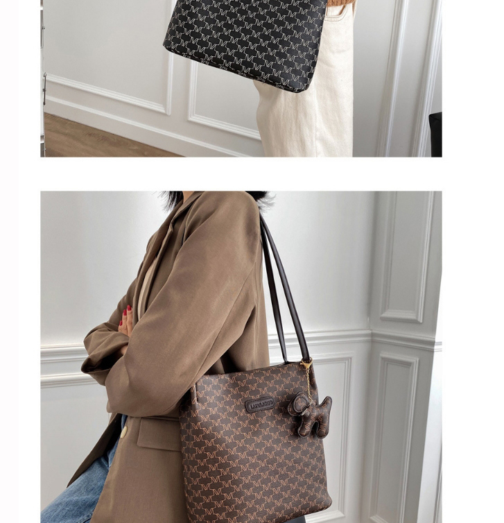 Fashion Coffee Color Large-capacity Letter Printed Single Shoulder Bag,Handbags