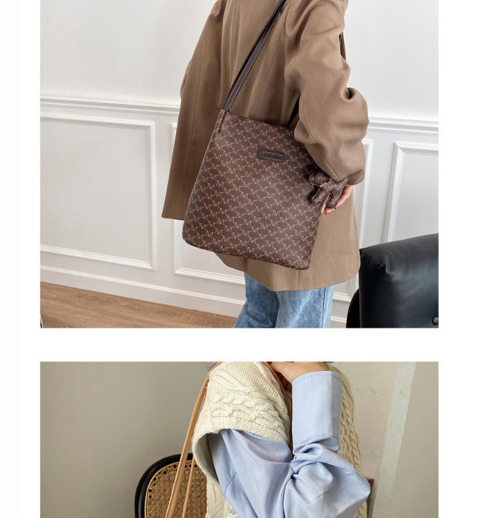 Fashion Coffee Color Large-capacity Letter Printed Single Shoulder Bag,Handbags