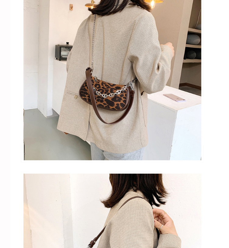 Fashion Leopard Brown Leopard Print Chain Shoulder Crossbody Bag,Handbags