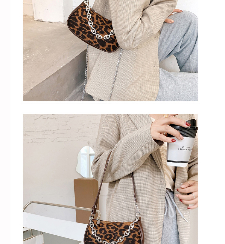 Fashion Zebra White Leopard Print Chain Shoulder Crossbody Bag,Handbags